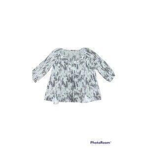 Womens Tart white and gray 1/2 sleeved peasant blouse balloon sleeve workwear